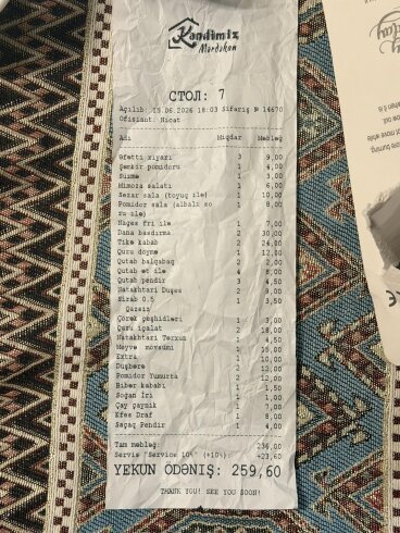 Bakıda restoranda şok hesab: xiyarın birinin qiyməti… – FOTO