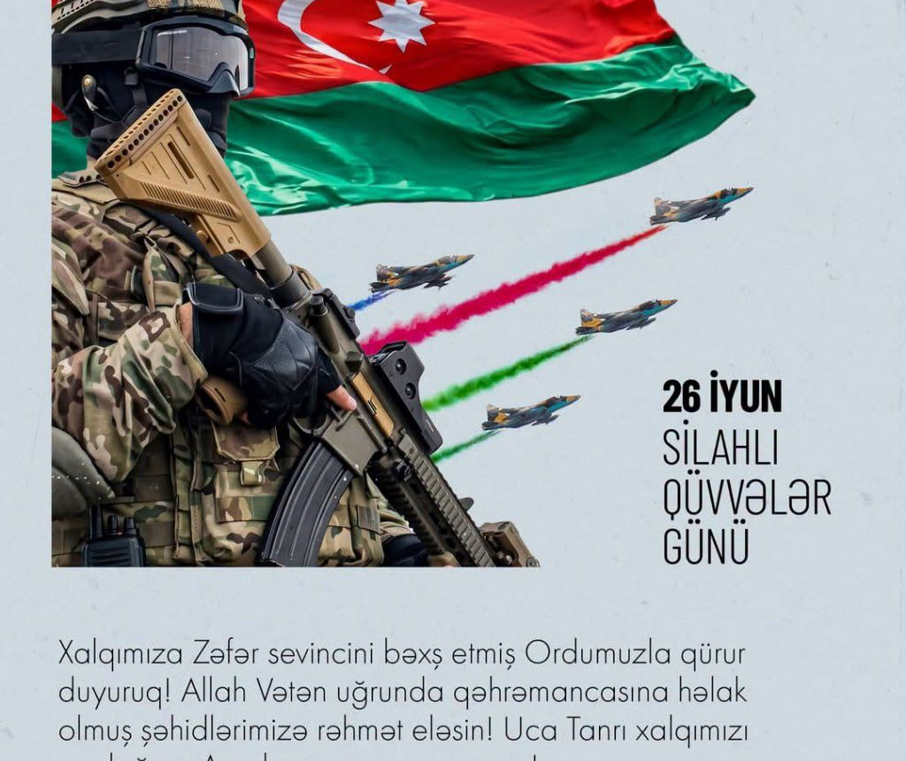 Mehriban Əliyeva 26 İyun - Silahlı Qüvvələr Günü münasibətilə paylaşım edib