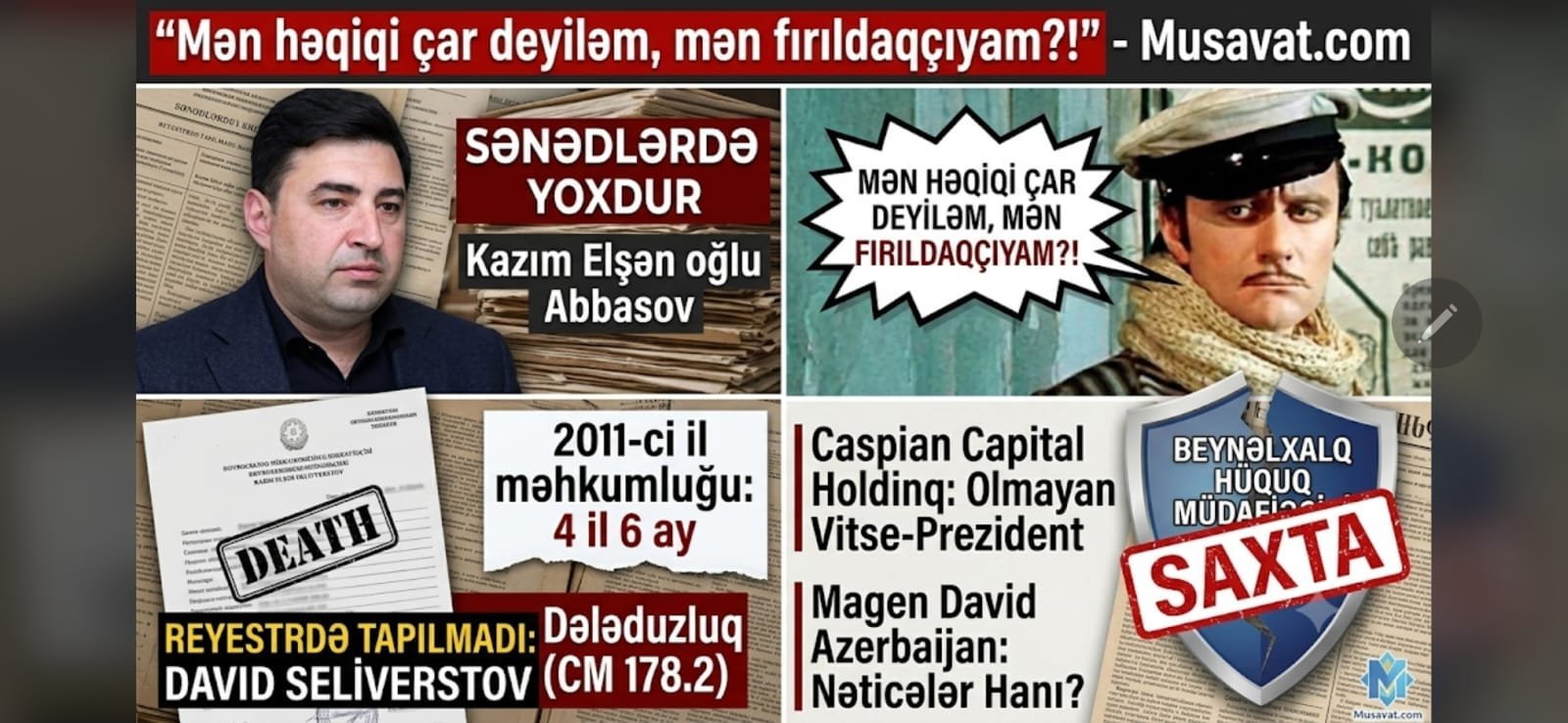 "Mən həqiqi çar deyiləm, mən fırıldaqçıyam?!" - "David Seliverstov" hücuma keçdi