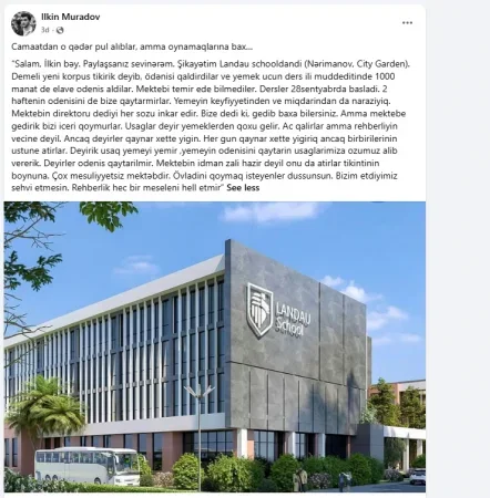 1000 manatlıq yeməkdən qoxu gəlir, təmirsiz məktəb, qaytarılmayan pullar... - "Landau School"da BİABIRÇILQ